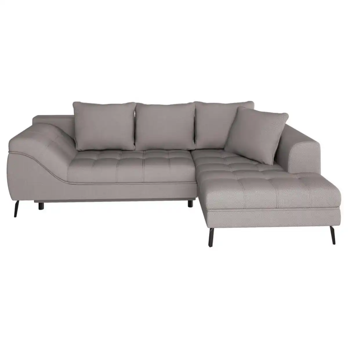 Bild 1 von Stylife Ecksofa, Graubraun, Textil, 3-Sitzer, Füllung: Schaumstoffflocken,Schaumstoffflocken, Ottomane rechts, L-Form, 279x177 cm, Bettkasten erhältlich, Stoffauswahl, seitenverkehrt Schlafen auf S