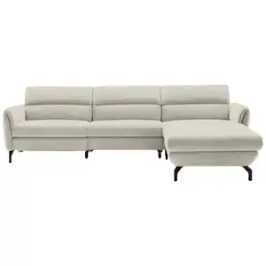 Schöner Wohnen Ecksofa, Creme, Textil, 3-Sitzer, L-Form, Ottomane rechts, 299x187 cm, Goldenes M, Fußauswahl, Lederauswahl, Stoffauswahl, Hocker erhältlich, individuell planbar, Wohnzimmer, Sofas