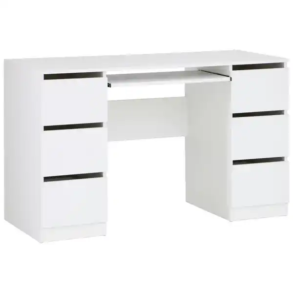 Bild 1 von Mid.you Schreibtisch, Weiß, Holzwerkstoff, 6 Schubladen, rechteckig, eckig, 120x76x51 cm, Stauraum, Arbeitszimmer, Schreibtische, Bürotische