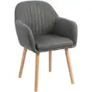 Bild 1 von Mid.you Armlehnstuhl, Natur, Dunkelgrau, Holz, Textil, Eiche, massiv, rund, 56x82x57 cm, Stühle