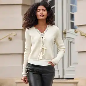 Damen-Strickjacke mit Bindebändern