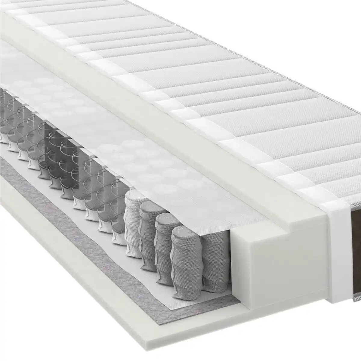 Bild 1 von Xora Taschenfederkernmatratze, Weiß, Dunkelgrau, Textil, H2 + H3, Füllung: Hohlfaser, 140x200 cm, Oeko-Tex® Standard 100, Wendematratze, alternative Größen erhältlich, wendbar, Bezug abnehmbar/