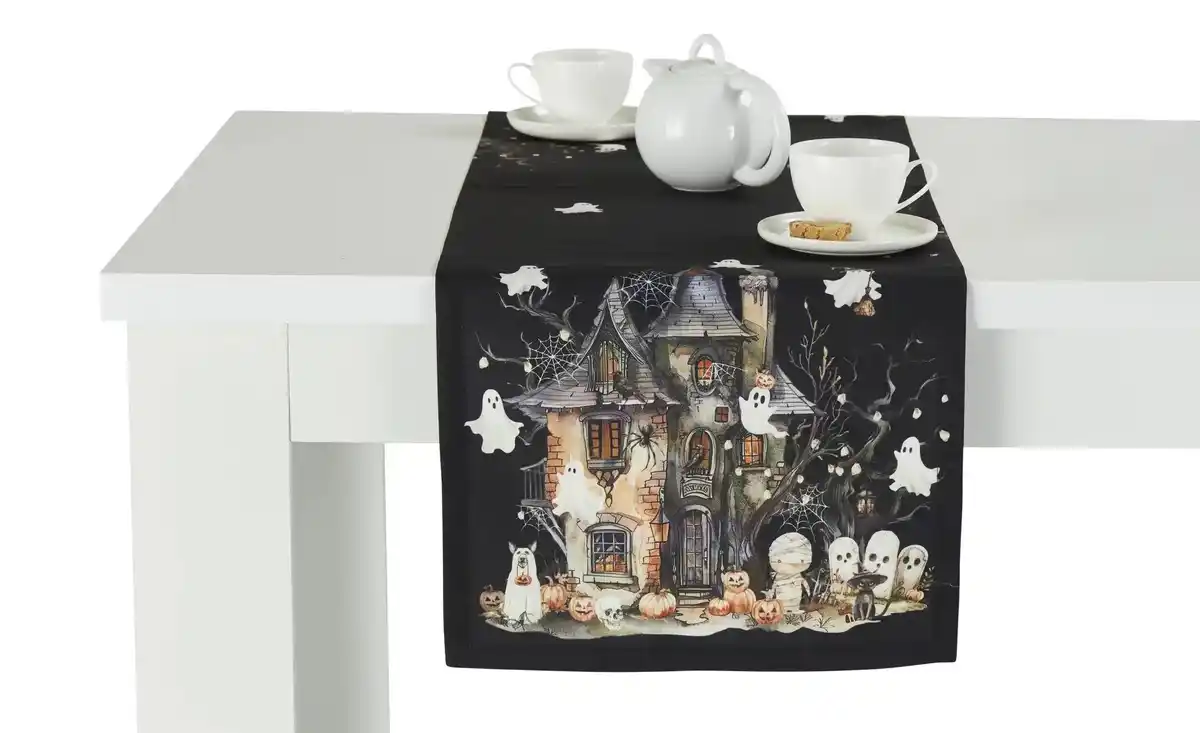 Bild 1 von Tischläufer  Geisterhaus ¦ schwarz ¦ Synthetik ¦ Maße (cm): B: 38 Heimtextilien > Tischwäsche > Tischläufer - Möbel Kraft