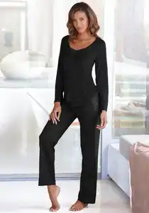 LASCANA Pyjama (2 tlg., 1 StĂĽck) mit Details aus Spitze