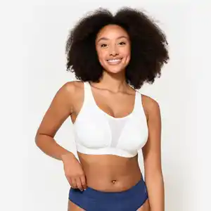 DECATHLON Sport-BH Bustier Damen kreuzbare Träger starker Halt - weiß