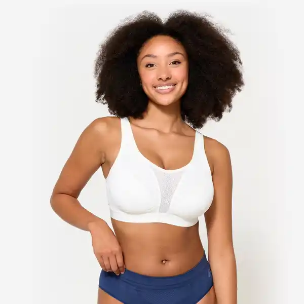 Bild 1 von DECATHLON Sport-BH Bustier Damen kreuzbare Träger starker Halt - weiß