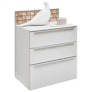 Dieter Knoll Nachtschrank, Grau, Eiche, Metall, Eiche, massiv, 3 Schubladen, 58x52.5x40 cm, Blauer Engel, BQ - Bündnis für Qualität, Made in Germany, Dgm, DGM-Klimapakt, Typenauswahl, Soft-Close-S