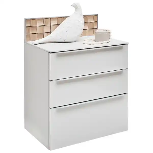 Bild 1 von Dieter Knoll Nachtschrank, Grau, Eiche, Metall, Eiche, massiv, 3 Schubladen, 58x52.5x40 cm, Blauer Engel, BQ - Bündnis für Qualität, Made in Germany, Dgm, DGM-Klimapakt, Typenauswahl, Soft-Close-S