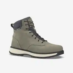 QUECHUA Wanderschuhe Herren hoch warm Leder Wandern - NH500 grün