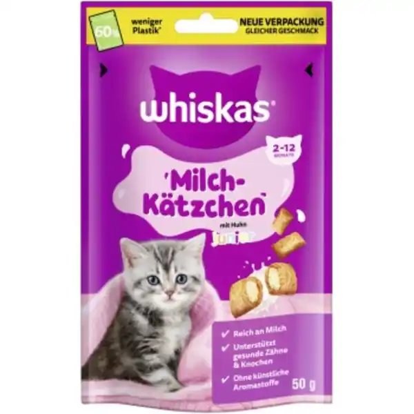 Bild 1 von Whiskas Snacks, Junior, Milch-Kätzchen, Huhn 6x50 g