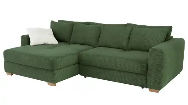 Bild 1 von Ecksofa Cord grün Schlaffunktion Bettkasten 288 x 186 cm - KAMPEN