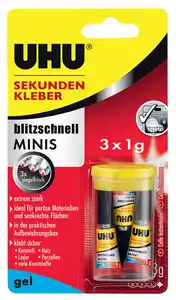 UHU Sekundenkleber »blitzschnell MINIS«, 3-St.-Packg.