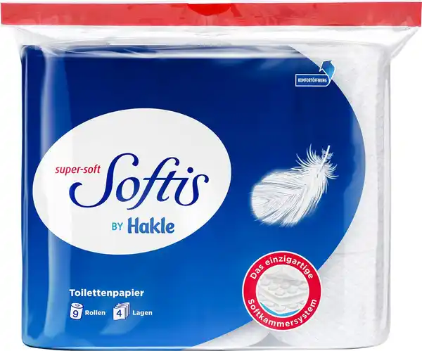 Bild 1 von SOFTIS Toilettenpapier, Packg. = 9 x 100 Blatt