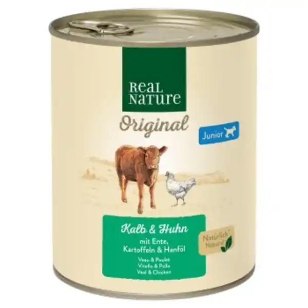 Bild 1 von REAL NATURE Nassfutter Hund, Junior, Kalb und Huhn 6x800 g