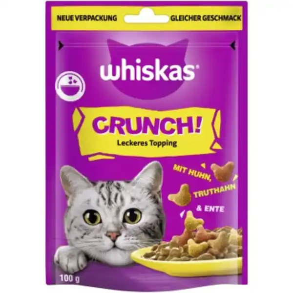 Bild 1 von Whiskas Snacks, Crunch, Huhn, Truthahn & Ente 6x100 g