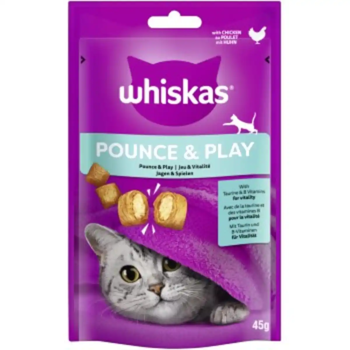 Bild 1 von Whiskas Snack Pounce & Play mit Huhn 8x45 g