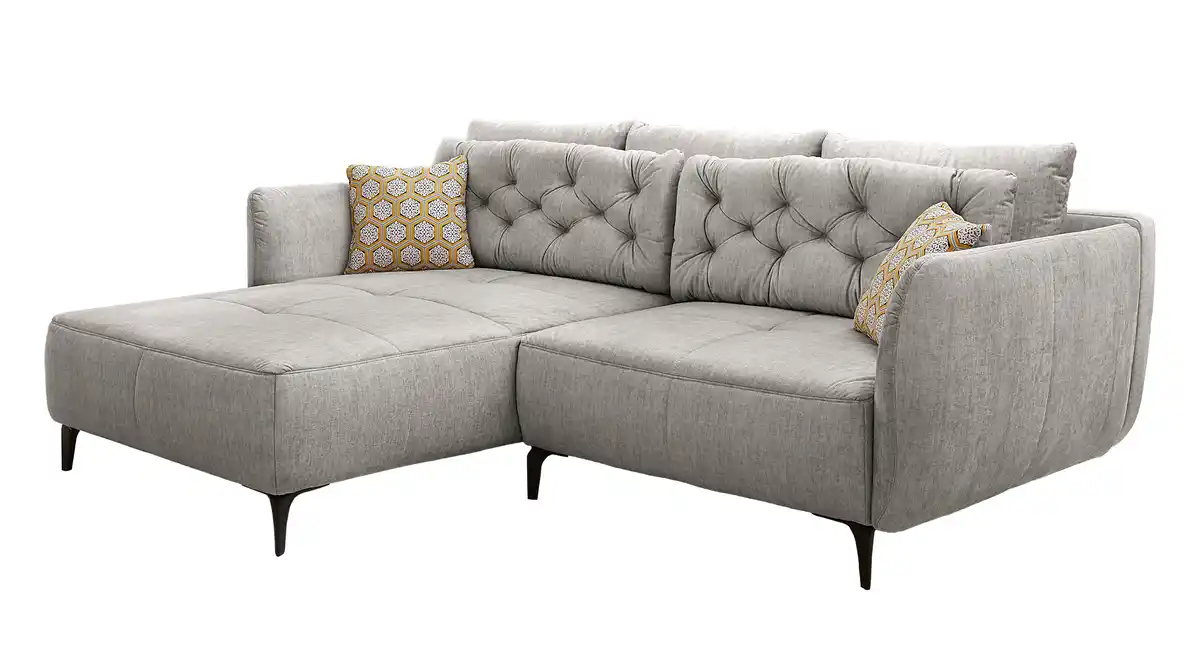 Bild 1 von Ecksofa Veloursbezug hellgrau 251 x 186 cm - SALO