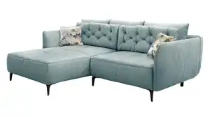 Ecksofa Veloursbezug blau 251 x 186 cm - SALO