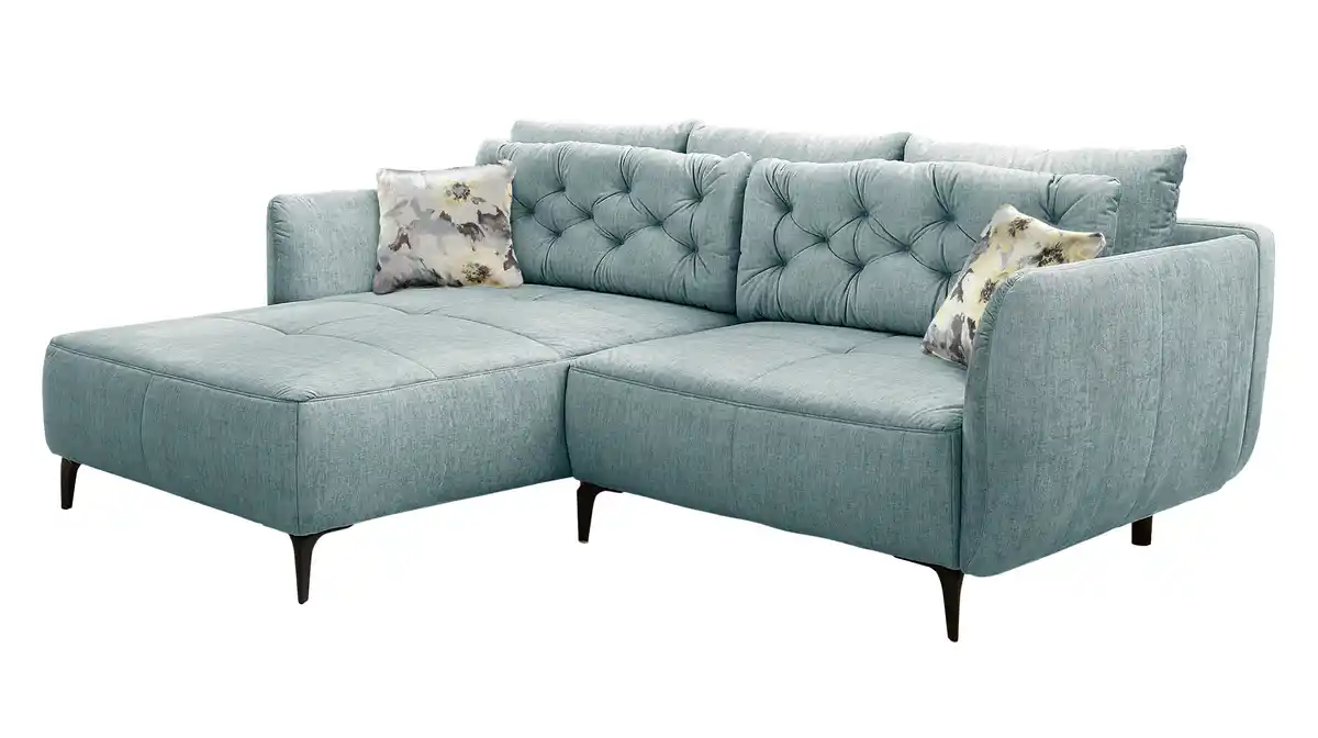 Bild 1 von Ecksofa Veloursbezug blau 251 x 186 cm - SALO