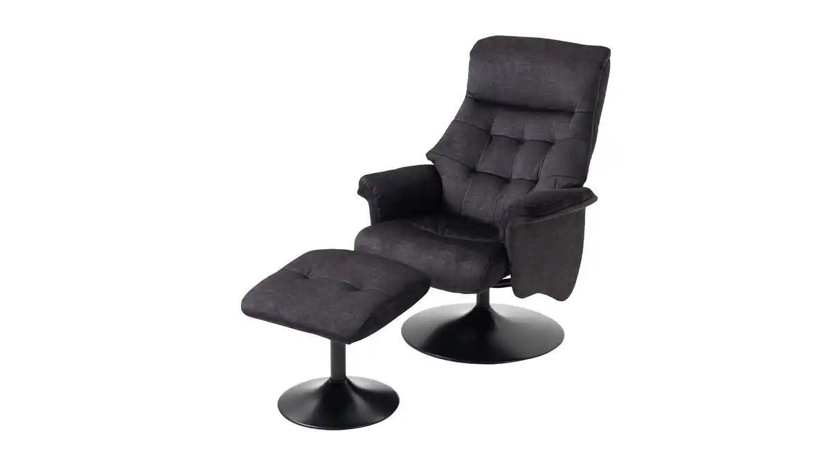 Bild 1 von Relaxsessel mit Hocker grau Veloursbezug - drehbar - BELINDA