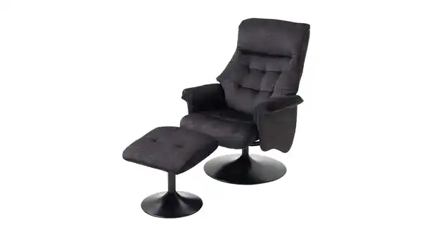 Bild 1 von Relaxsessel mit Hocker grau Veloursbezug - drehbar - BELINDA