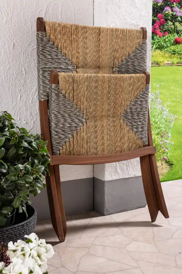 Bild 3 von faltbarer Gartenstuhl Klappstuhl mit Patchwork-Muster, ca. 61 x 76 cm - Akazienholz