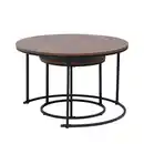 Bild 4 von 2-tlg. Kaffeetisch, ca. 80.0 x 80.0 x 48.0 cm // 48.0 x 48.0 x 42.0 cm - Braun