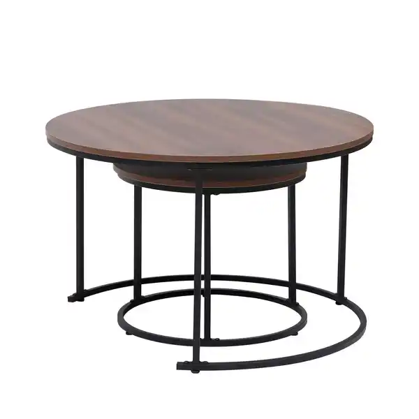 Bild 4 von 2-tlg. Kaffeetisch, ca. 80.0 x 80.0 x 48.0 cm // 48.0 x 48.0 x 42.0 cm - Braun