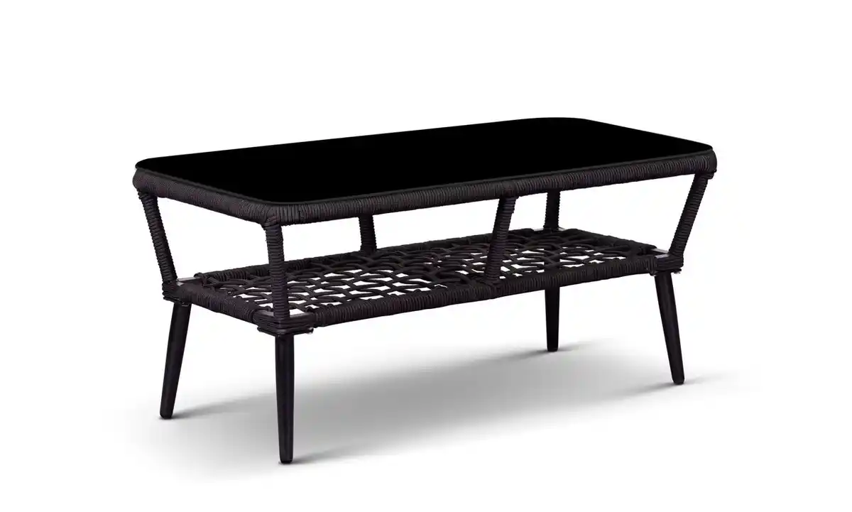 Bild 1 von Gartentisch ANDY aus Aluminium und Rope-Geflecht mit Sicherheitsplatte ca.100x50x43cm-Grau