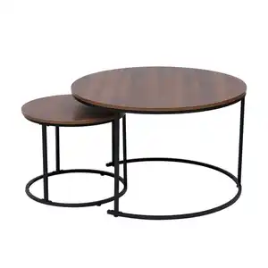 2-tlg. Kaffeetisch, ca. 80.0 x 80.0 x 48.0 cm // 48.0 x 48.0 x 42.0 cm - Braun