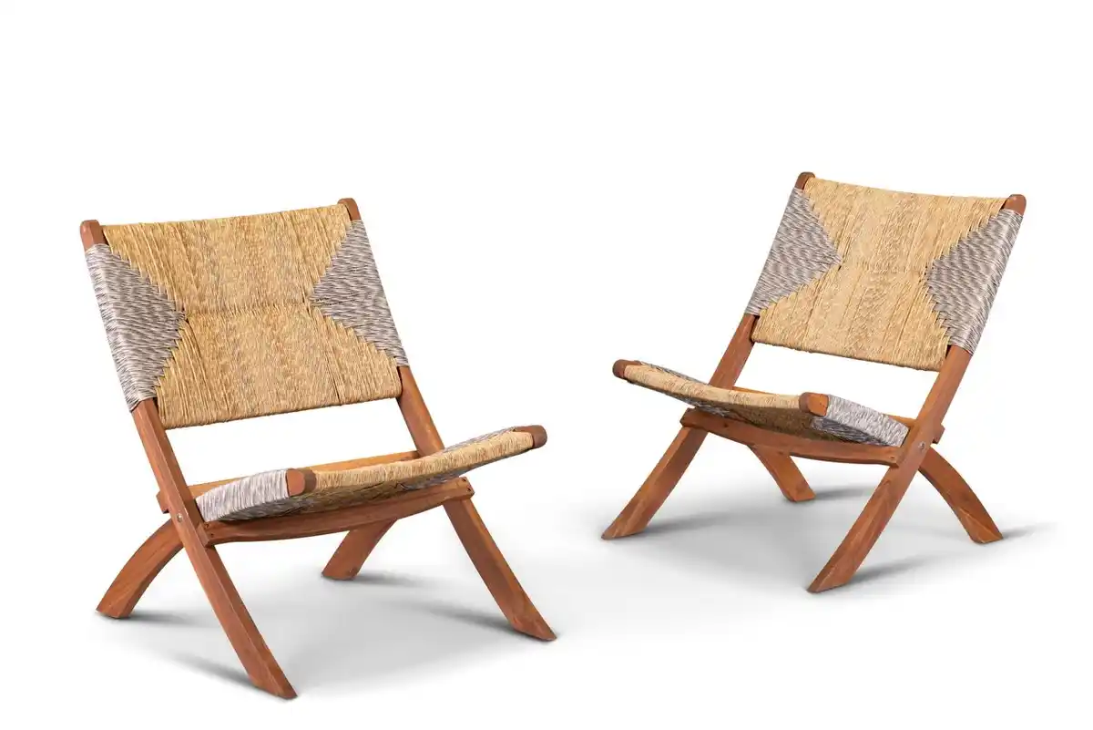 Bild 1 von faltbarer Gartenstuhl Klappstuhl mit Patchwork-Muster, ca. 61 x 76 cm - Akazienholz