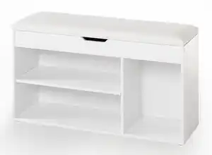 Schuhschrank mit Sitzkissen & aufklappbare Sitzfläche & 3 Fächer, ca. 103,5 x 35 x 55 cm - Weiß