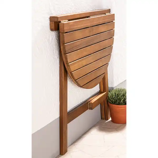 Bild 3 von klappbarer Beistelltisch halbrund aus Akazienholz 70 x 45 x 75 cm