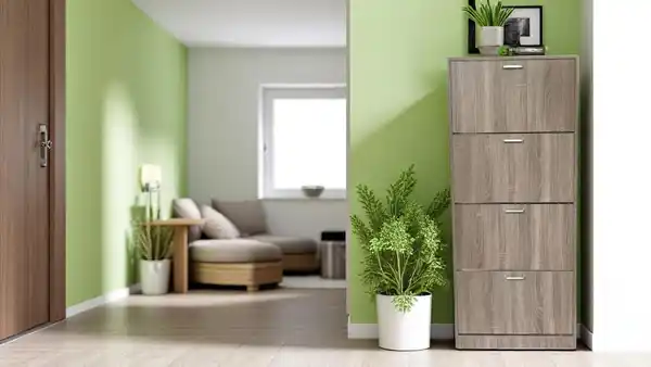 Bild 4 von Ravon Schuhschrank mit 4 Türen, ca. 63 x 24 x 150 cm – Holzoptik