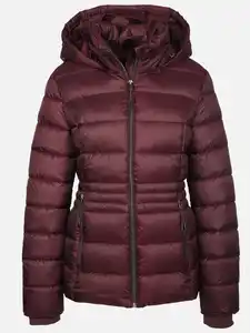 Damen Steppjacke mit abnehmbarer Kapuze Rot
