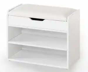 Schuhschrank mit Sitzkissen & aufklappbare Sitzfläche, ca. 60 x 29,5 x 45 cm - Weiß