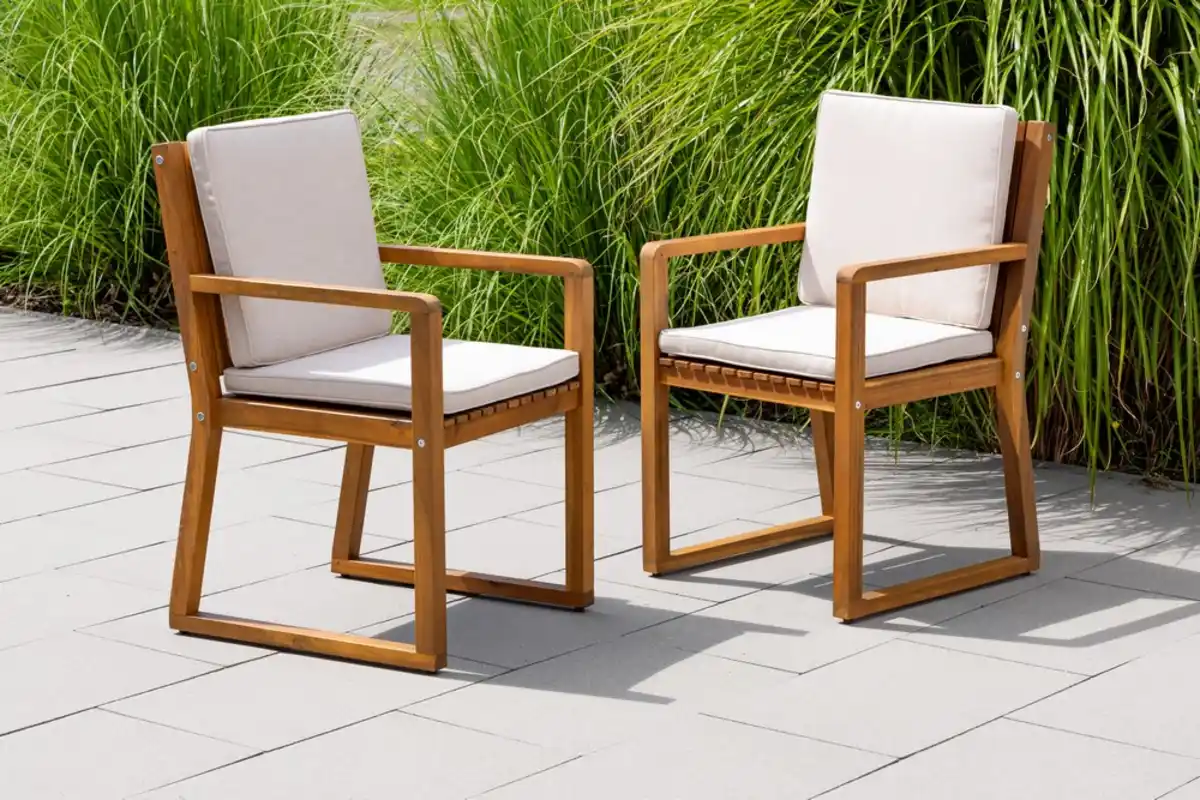 Bild 2 von Gartenstühle 2er Set aus Akazienholz , ca. 54 x 59 x 88 cm - Braun