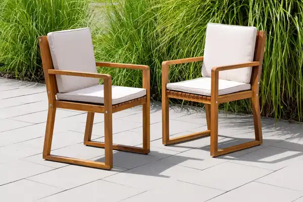 Bild 2 von Gartenstühle 2er Set aus Akazienholz , ca. 54 x 59 x 88 cm - Braun