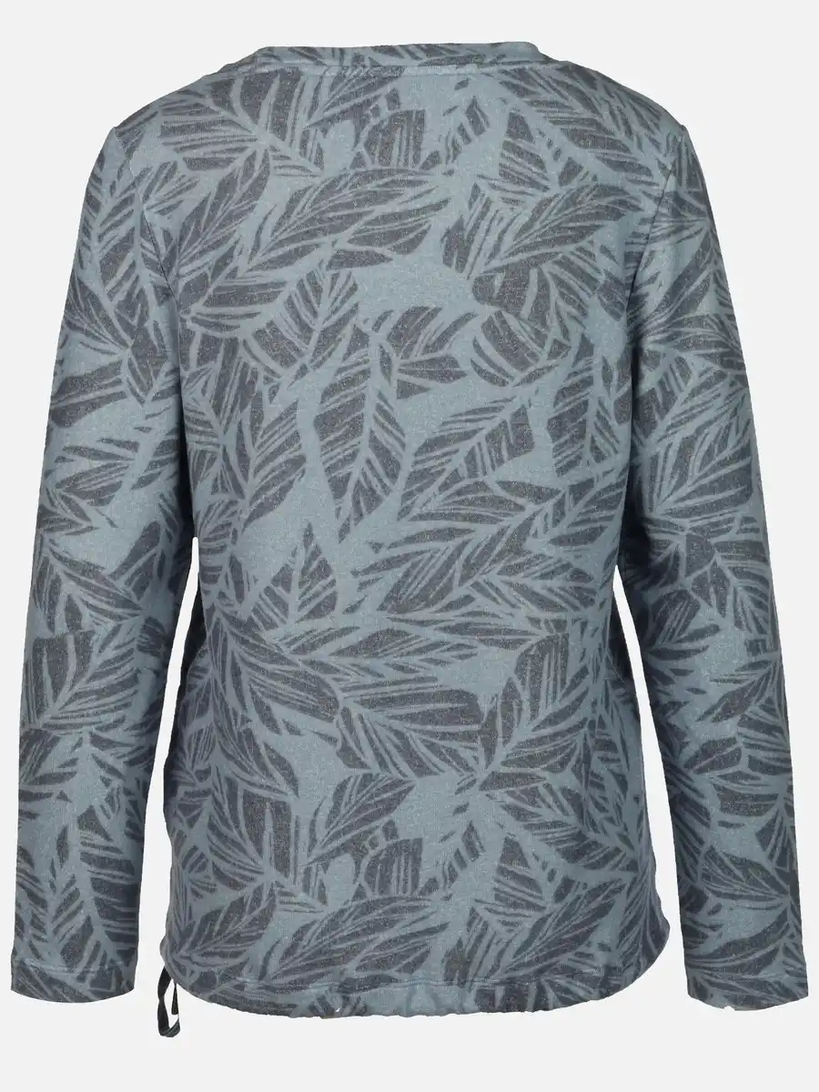 Bild 2 von Damen Flauschshirt mit Blätterprint Blau
