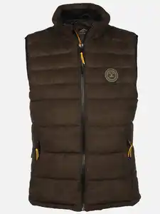 Herren Steppweste in Velour Optik Braun