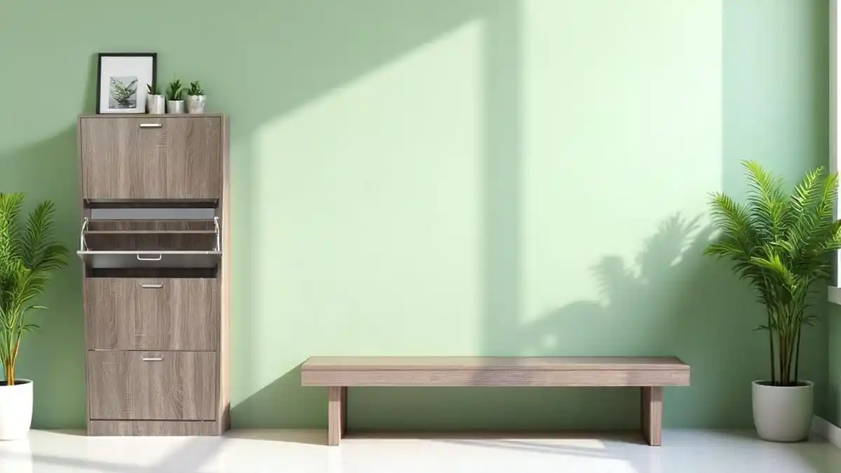 Bild 3 von Ravon Schuhschrank mit 4 Türen, ca. 63 x 24 x 150 cm – Holzoptik