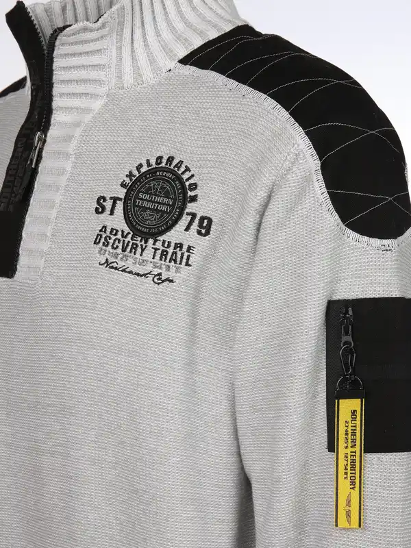 Bild 3 von Herren Stricktroyer mit Stickerei Weiß