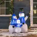 Bild 4 von Schneemann Familie Selbstaufblasbare Dekoration LED mit Gebläse Blau L100 x B55 x H120 cm