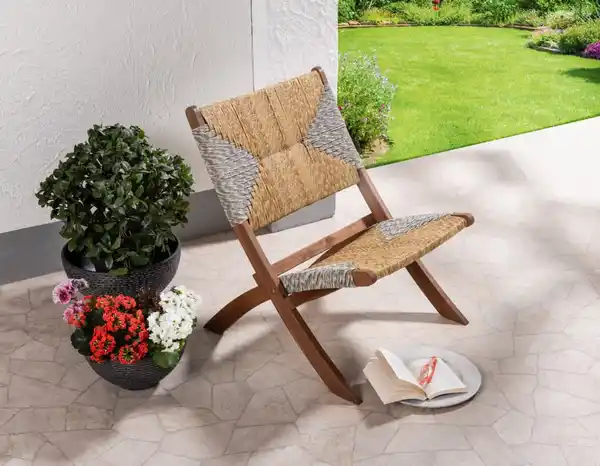Bild 2 von faltbarer Gartenstuhl Klappstuhl mit Patchwork-Muster, ca. 61 x 76 cm - Akazienholz