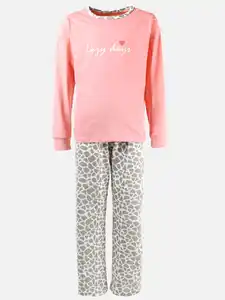 Mädchen Schlafanzug mit Frontprint Pink
