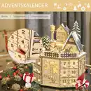 Bild 4 von Weihnachts-Adventskalender mit 24 Zugkästen Weihnachtskalender mit LED-Lichtern Adventskalenderbox Sperrholz-Platte Naturholz 25 x 20 x 29 cm