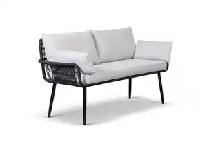 Gartensofa 2-Sitzer ANDY aus Aluminium und Rope-Geflecht inkl. Polsterauflage - Grau