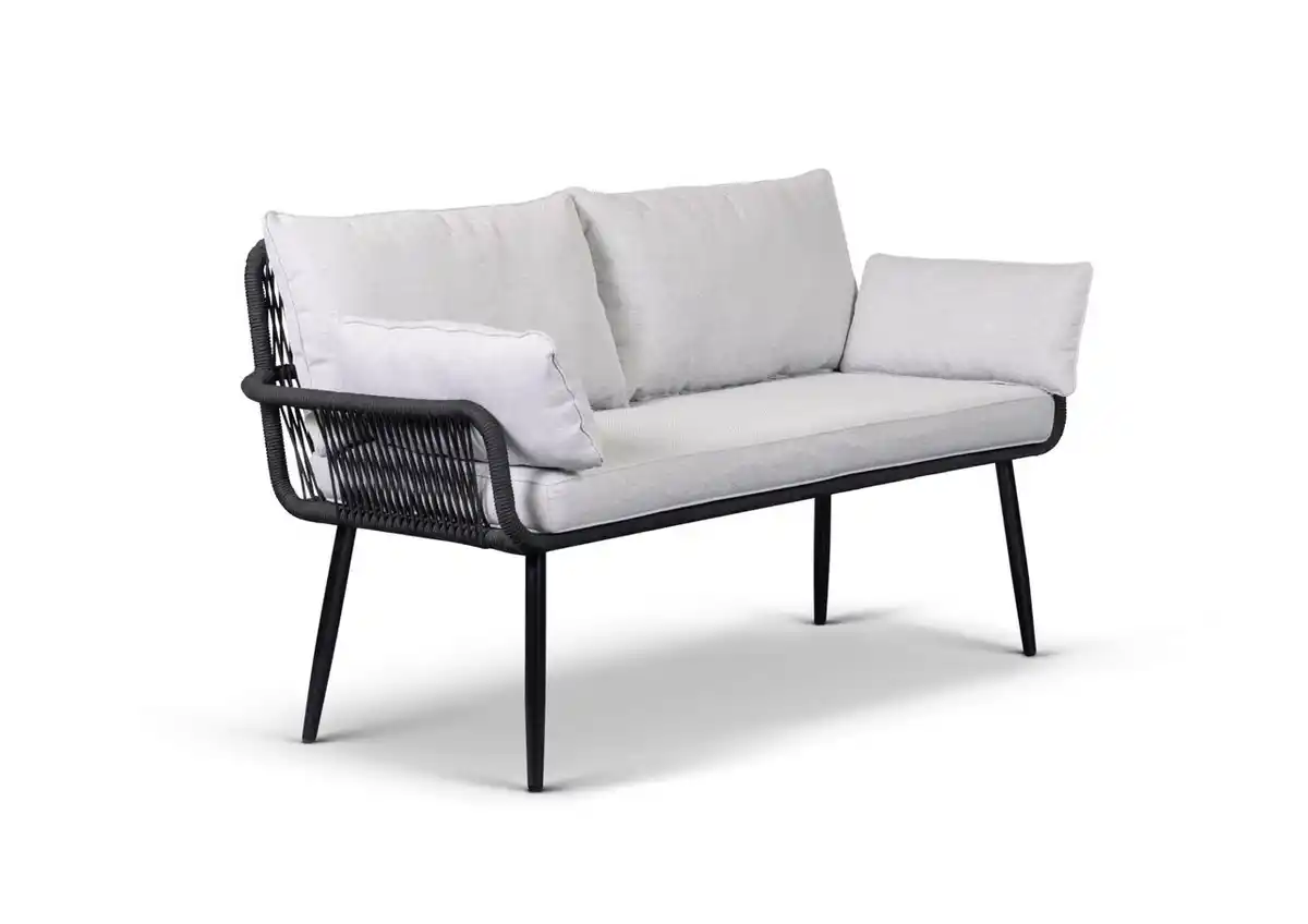 Bild 1 von Gartensofa 2-Sitzer ANDY aus Aluminium und Rope-Geflecht inkl. Polsterauflage - Grau