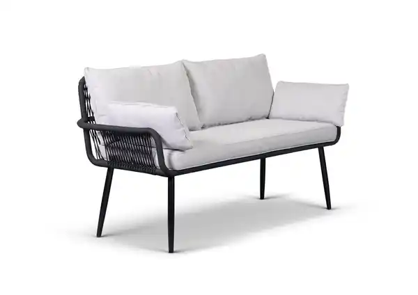 Bild 1 von Gartensofa 2-Sitzer ANDY aus Aluminium und Rope-Geflecht inkl. Polsterauflage - Grau