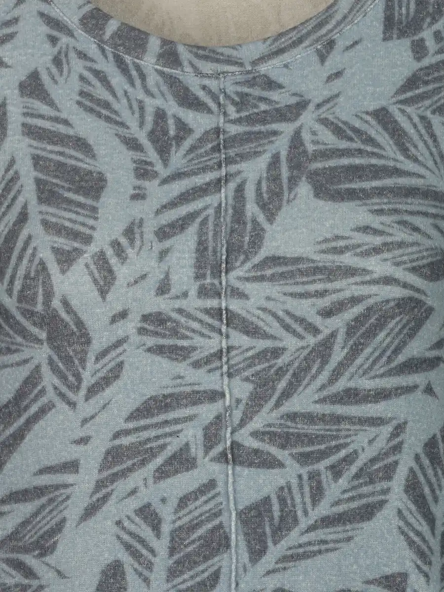 Bild 3 von Damen Flauschshirt mit Blätterprint Blau